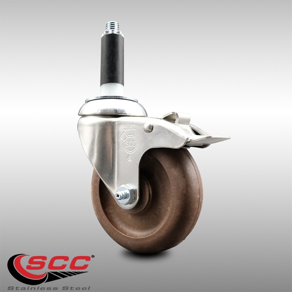 Service Caster 4 Inch 316SS High Temp Glass Filled Nylon 3/4 Inch Stem Caster Lock Brake SCC SCC-SS316TTLEX20S414-GFNSHT-34 - main